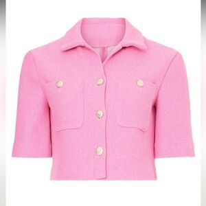MAJE Vapela Pink Tweed Cropped Top/Jacket FR 40 (US Sz. 8)